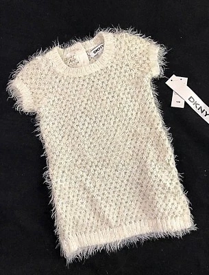 New DKNY Sweater Dress GOLD IVORY Holiday Party Soft Baby Toddler Sz: 12M - Image 1 of 4