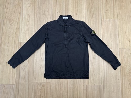 Sopracamicia Stone Island nera tinta in capo Popover taglia S