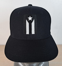 PUERTO RICO FLAG ADJUSTABLE SNAPBACK BASEBALL HAT/CAP, BLACK/WHITE, OUTDOOR, PR