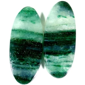 41.65Cts 14X33X5mm 100% Natural Green Aventurine Oval Cab Matched Pair Gemstone - Picture 1 of 5