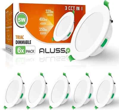 Downlights LED ALUSSO Ultra Delgados 5W LED Empotrables Luces de Techo Regulables, Wh Cálido