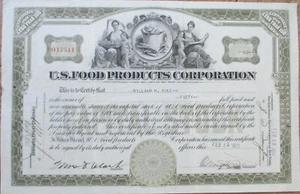 U S Food Products 1922 Certificado de Stock Nueva Jersey NJ Canasta de Maíz Viñeta - Imagen 1 de 1