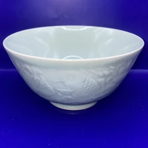 Chinese Antique Green Celadon Porcelain Bowl Koi Fish 6.5 Diameter - Picture 1 of 7
