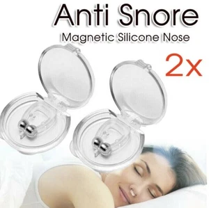 2x Anti Snore Magnetic Silicone Nose Clip Stop Snoring Apnea Aid Device Stopper - Picture 1 of 7