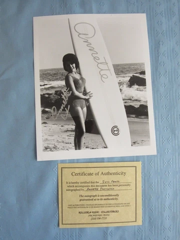SIGNED ORIGINAL W/COA ANNETTE FUNICELLO SURFBOARD BEACH PARTY B&W 8X10 PHOTO Cover