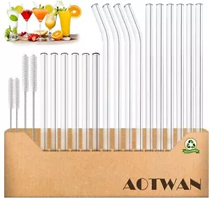 Glass Straws Drinking Reusable 20 Packsize 8.5''x10mm 8.5x8mm And 6''x10mmglas - Picture 1 of 6