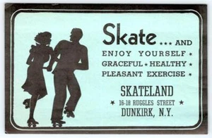 SKATELAND DUNKIRK NEW YORK SILHOUETTES*VINTAGE ROLLER SKATING DECAL LABEL - Picture 1 of 2