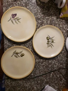 Pottery Barn RUSTIC OLIVE 8" Salad /Dessert Plates Olives SET OF 3 - Picture 1 of 7