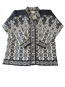 Dale Of Norway Black & White Wool Cardigan Sweater M Nordic Button Front Winter - Picture 1 of 7