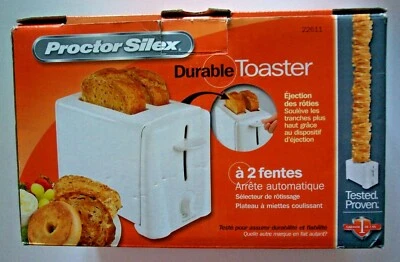 2013 PROCTOR SILEX DURABLE WHITE TOASTER 2 SLICE AUTO SHUTOFF SHADE SELECTOR NIB - Image 1 of 4