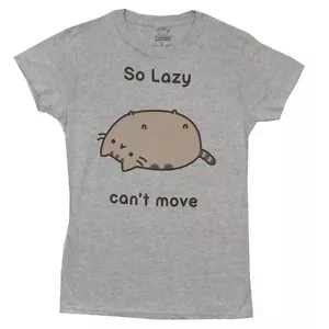 Pusheen Gris con Like With The Cat Muy Perezoso Can'T Move Lindo Menor Camiseta - Imagen 1 de 1
