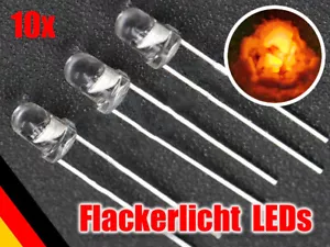 10 Stück Flacker LED 5mm orange Flackerlicht für Lagerfeuer Feuer Kerzen LEDs - Bild 1 von 2