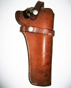 Antique Smith & Wesson ® Leather Holster 21 06 Nickel Snaps Right Handling 1970s