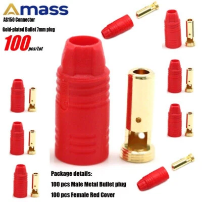 100pcs Single AS150 7mm Male Connector RED Female Cover for Battery Drone - Image 1 of 4