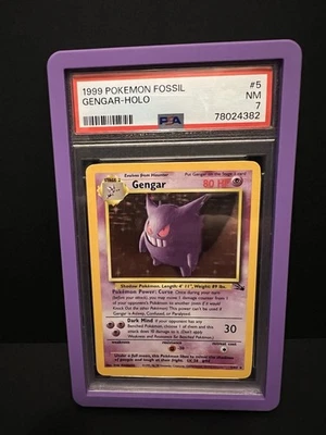 HOLO ~ 1999 POKEMON FOSSIL #5 GENGAR PSA 7 😈 5/62 - Image 1 of 4