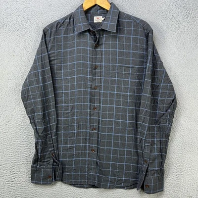 Faherty Shirt Button Up Mens Large Gray Blue Windowpane Check Pocket Stretch - Image 1 of 4