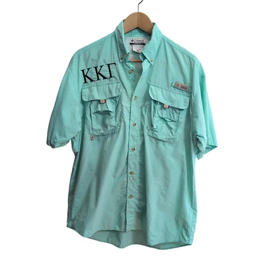 Chemise Columbia PFG nylon verte uni taille S #186e - Photo 1/4