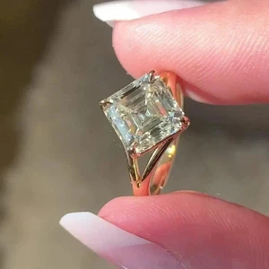 2 kt Asscher Lab Created Diamant Bypass Verlobungsring 14 K Gelbgold vergoldet - Bild 1 von 12