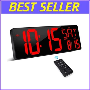 Modern 16.5-Inch Wall Clock with Remote Control & Adjustable Brightness Features - Picture 1 of 9