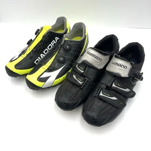 2 Pairs of Size 12 UK Cycling Shoes - Shimano & Diadora K12 - Picture 1 of 8