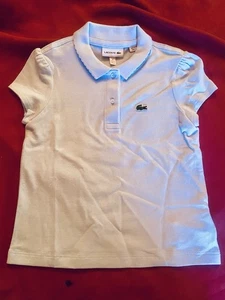 Lacoste Kids Light Blue Scalloped Collar Polo Shirt Short Sleeve Size 4 - Picture 1 of 3