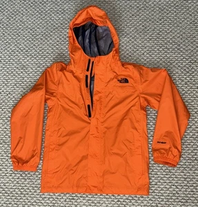 Kids North Face Hooded Hyvent Rain Jacket Windbreaker Youth Size M 10/12 Orange - Picture 1 of 7