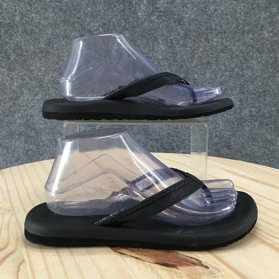 Босоножки Flojos женские 8 шлепанцев черные искусственная кожа носок повседневные комфортные - Изображение 1 из 4