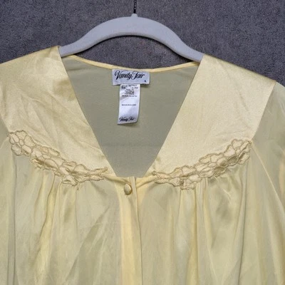 Vintage Butter Yellow Sleep Shirt Large Cottagecore Coquette Lounge Nylon Top - Image 1 of 4