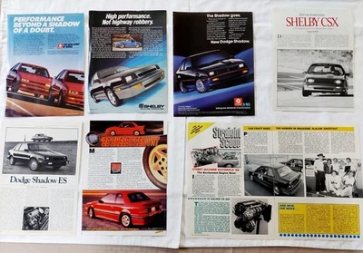 1987 Shelby CSX Dodge Shadow, Shelby CSX-VNT, Shadow ES, Ad & Articles  - Image 1 of 3