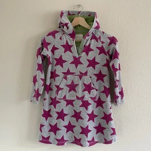 Mini Boden Toweling Throw On Hooded Cover Up Girls Size 7 8 Terry Cloth Stars - Picture 1 of 10