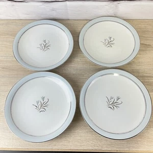 Noritake 5558 Bluebell Silberrand Set 4 SPEISETELLER Teller - Bild 1 von 7