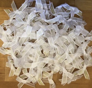 50 White Iridescent Sheer Organza Ribbon Bows - Picture 1 of 2