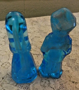 Mosser Azure Ice Blue Slag Glass Jenny Josh Figurines 4.5” - Picture 1 of 4