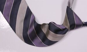 Gucci Blue/Purple/Gray Twill Striped Silk Necktie Tie