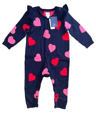 Suéter mameluco tejido estampado corazón GAP bebé niña niño pequeño 1 pieza talla 12-18 meses Foto 1 de 4