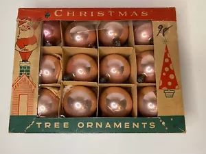 11 VINTAGE FANTASIA POLAND 2.5 IN BUBBLEGUM LT PINK BALL ORNAMENTS ORIGINAL BOX - Picture 1 of 12