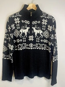 Obermeyer Signature Wollmischung Skipullover Größe Large schwarz weiß 1/4 Reißverschluss - Bild 1 von 7