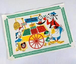 1960s Walt Disney Productions 16 Paper Placemats Goofys Fruits and Vegetables - Picture 1 of 9