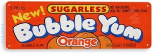 BLECHSCHILD orange Blase yum Kaugummi Kaugummi Retro Lebensmittel Süßigkeiten Metall Dekor B735 - Bild 1 von 3