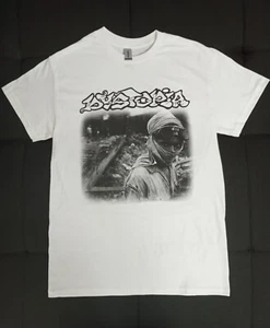 T-Shirt Dystopia Crust Punk Sludge Metal Band weiß handgezogen Siebdruck - Bild 1 von 1