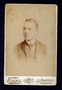 Tarjeta de gabinete de finales de 1800, joven caballero, retratos de krips, Filadelfia - Imagen 1 de 2
