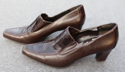 Zapatos para mujer Franco Sarto 8,5 M marrón estampado de cocodrilo sin cordones tacón bloque Foto 1 de 4