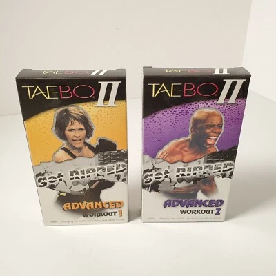 VHS TAE BO II Advanced Workout 1 and 2 Billy Blanks “Get Ripped” TaeBo 2 fitness - Image 1 of 4
