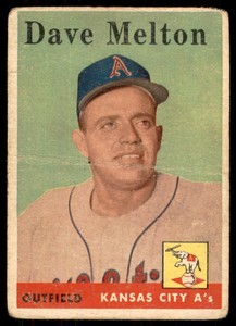 1958 TOPPS DAVE MELTON RC KANSAS CITY ATHLETICS #391 *CREASE*