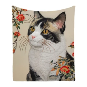 Persian Cat Flower Comfy Flannel Bedspread Throw Blanket Holiday Birthday Gift - Picture 1 of 18