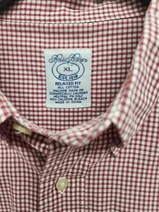 Brooks Brothers Red White Check Relaxed Fit Button Down Dress Shirt Size XL - Picture 1 of 9
