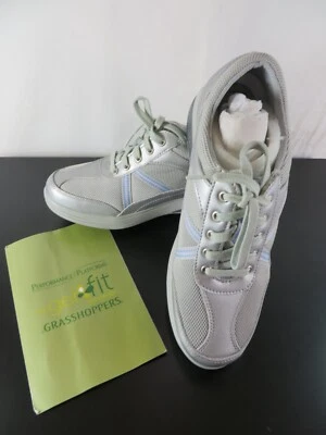 Plataformas de rendimiento Grasshoppers Get Fit talla 9,5 M con cordones metálicos plateados nuevas Foto 1 de 4
