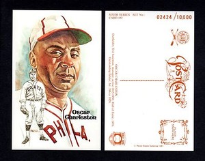 #152 OSCAR CHARLESTON, Phila. Stars ~ Negro League Perez-Steele HOF art postcard