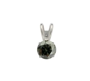 14K Gold GRA Certified D-VVS1 Round Grey Moissanite Pendant - Picture 1 of 6