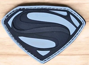 SUPERMAN GRAY BLACK OPS LOGO BIG S PVC HOOK SUPERHERO SUPER MAN MORALE PATCH - Picture 1 of 5
